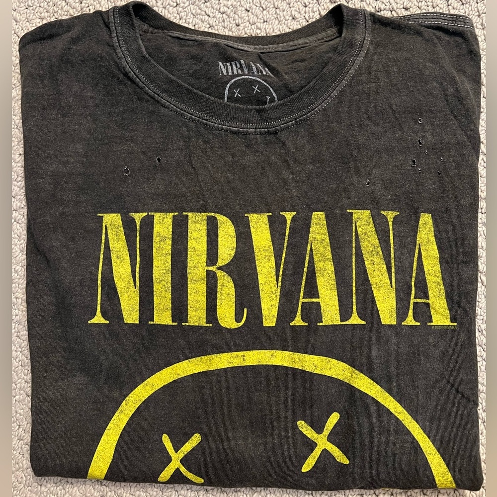Nirvana Distressed Cotton Graphic Tee